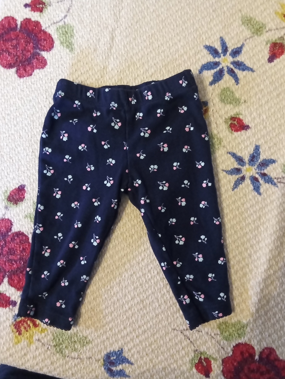 Carter's Navy Leggings with Pink & White Floral Print